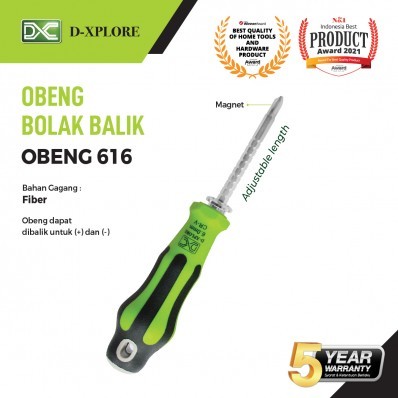 OBENG BOLAK BALIK 616 PEGANGAN FIBER D-XPLORE