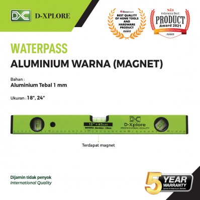 WATERPASS ALUMINIUM WARNA 1MM MAGNET D-XPLORE