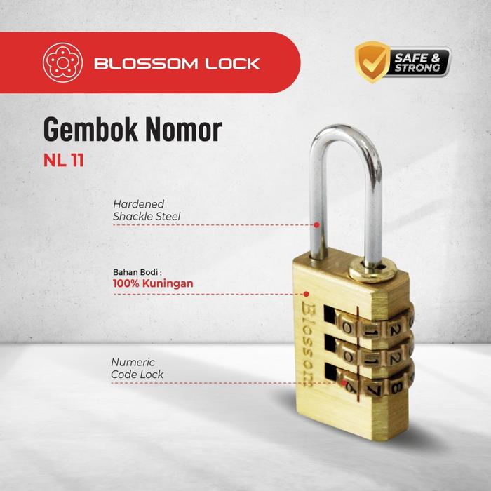 GEMBOK KODE NOMOR KUNINGAN BLOSSOM