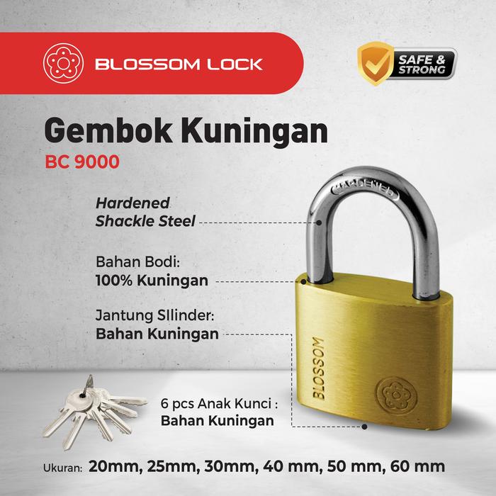 GEMBOK PINTU KUNINGAN LEHER PENDEK BLOSSOM
