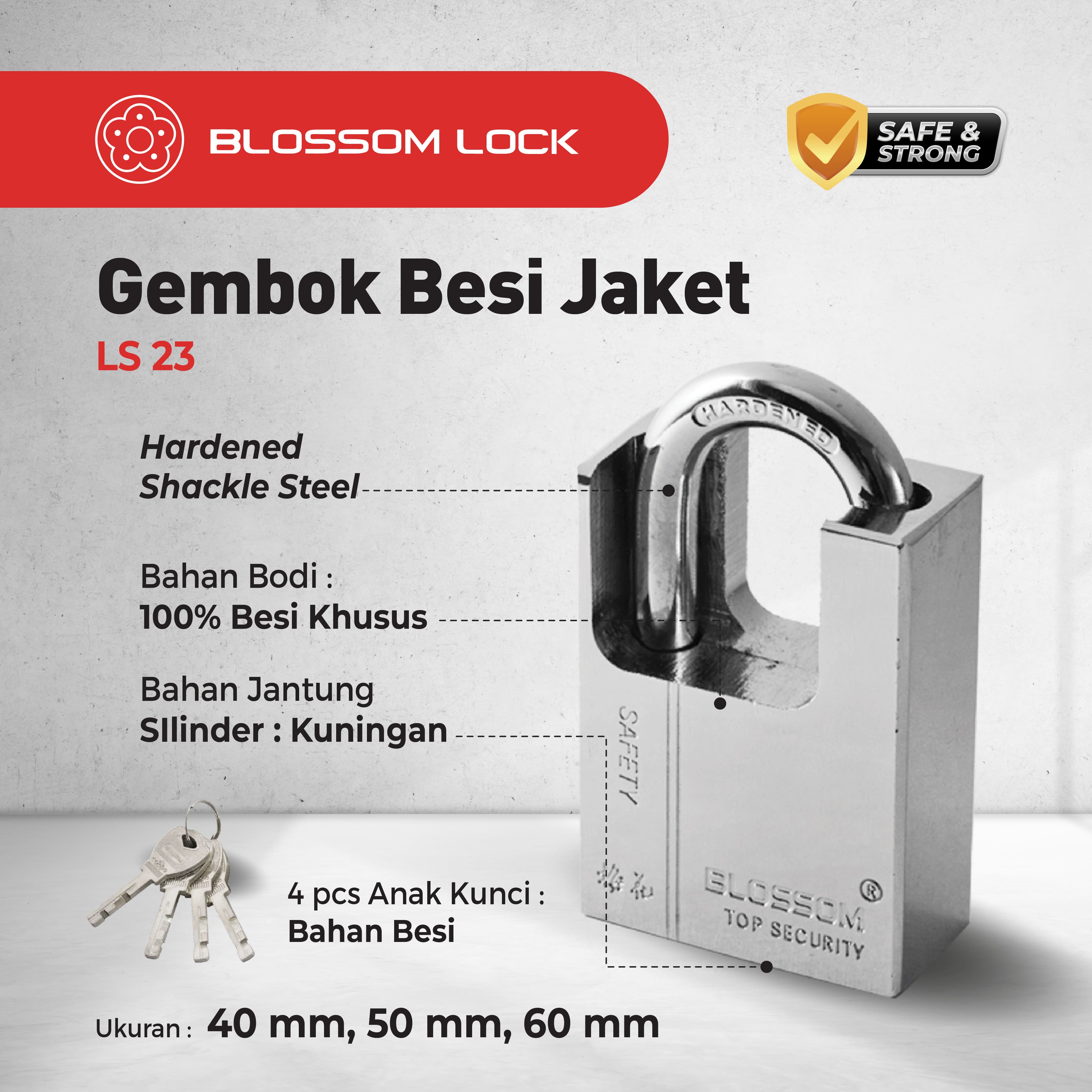 GEMBOK BESI JACKET ANTI MALING BLOSSOM