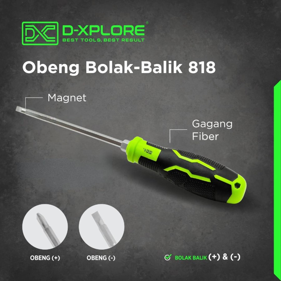 OBENG BOLAK BALIK 818 PEGANGAN FIBER D-XPLORE