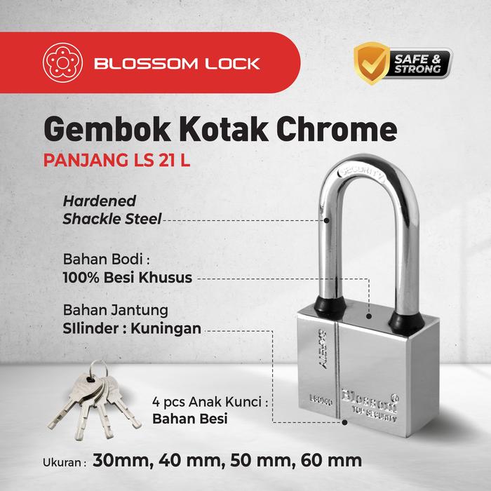 GEMBOK KOTAK PANJANG CHROME BLOSSOM