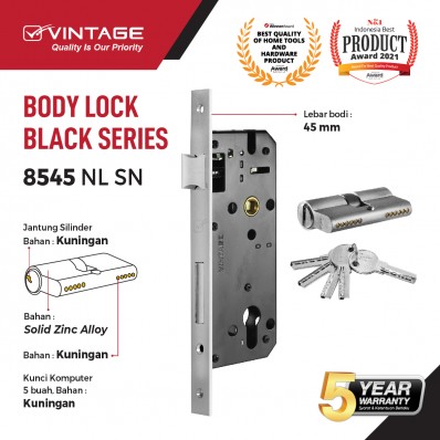 BODY KUNCI PINTU BESI VINTAGE BLACK SERIES BIASA 8545 NL-SN