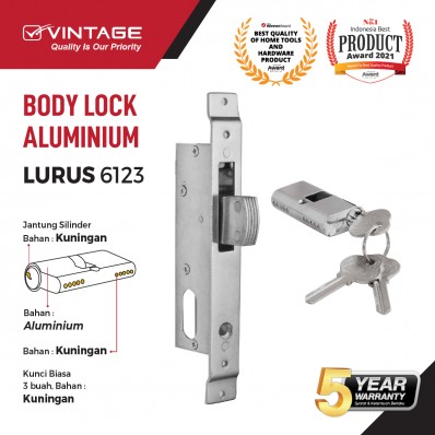 BODY KUNCI PINTU ALUMINIUM LURUS VINTAGE