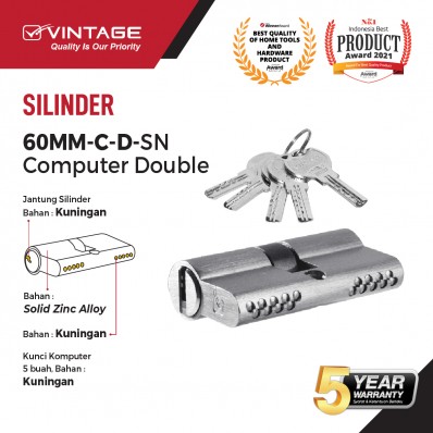 SILINDER KUNCI PINTU 60MM ANAK KUNCI KOMPUTER DOUBLEOPEN VINTAGE