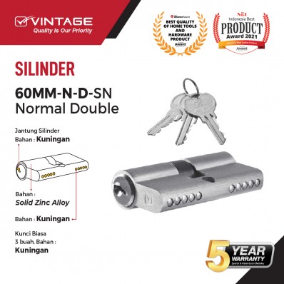 SILINDER KUNCI PINTU 60MM ANAK KUNCI BIASA DOUBLEOPEN VINTAGE