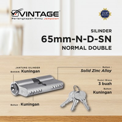 SILINDER KUNCI PINTU 60MM ANAK KUNCI BIASA DOUBLEOPEN VINTAGE