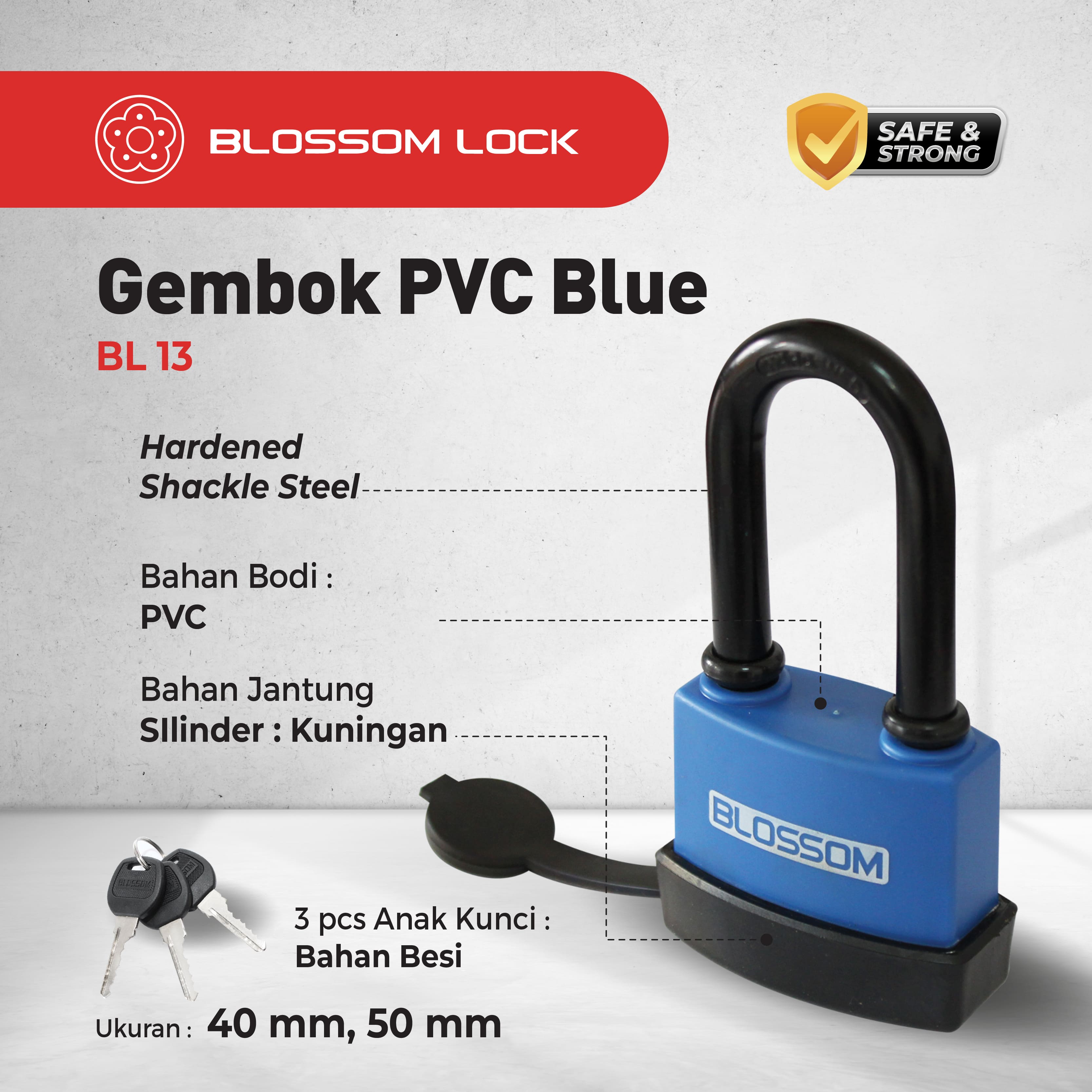 Gembok pagar PVC blue Blossom